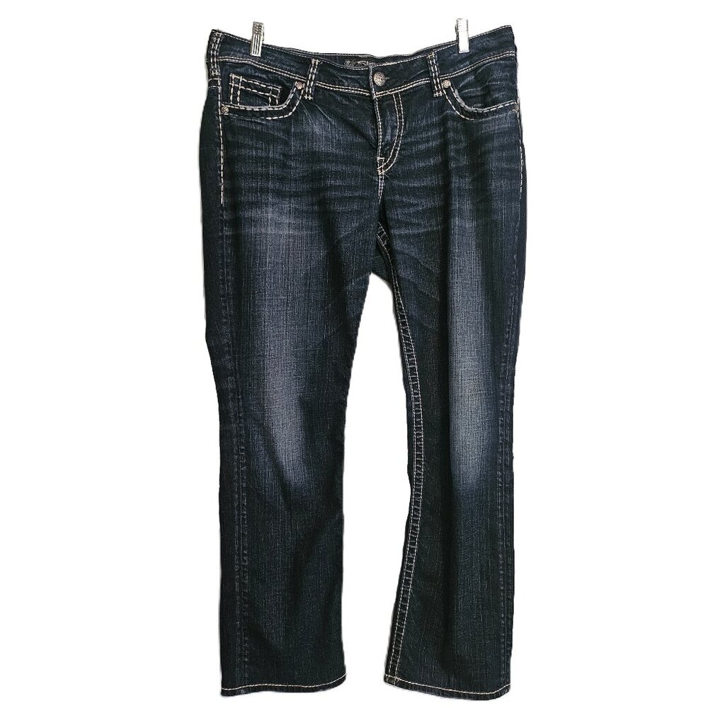 SILVER JEANS CO Y2K Blue Dark Wash Mid-Rise Straight Leg Suki Jeans Plus Size 16